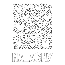 Online Created Coloring Page - MALACHY Coloring Page and Children's Coloring Page of Many Hearts