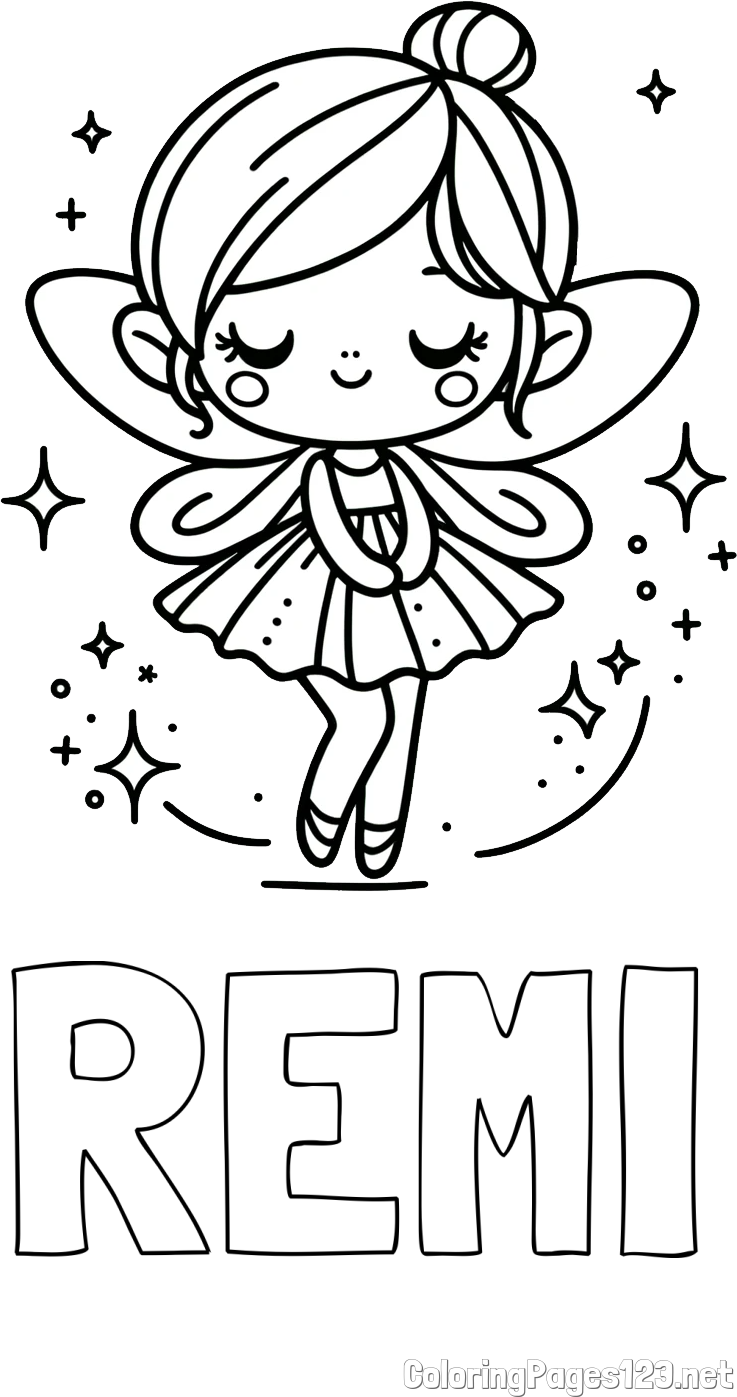 REMI Coloring Page and Children's Coloring Page of a Magical Fairy
