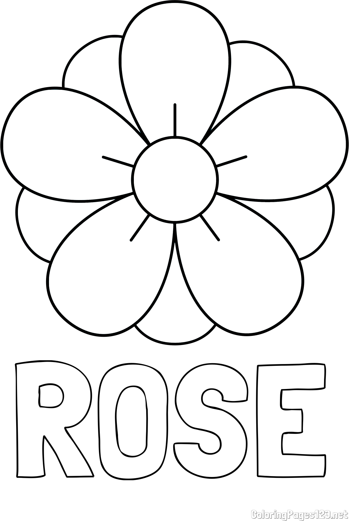 ROSE Coloring Page and Flower Without Stem Coloring Page