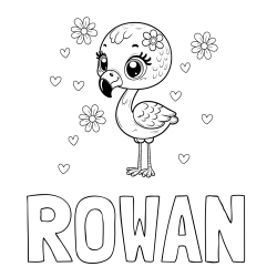 Online Created Coloring Page - ROWAN Coloring Page and Coloring Page of a Cute Flamingo with Flowers