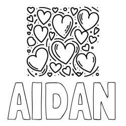 Online Created Coloring Page - AIDAN Coloring Page and Free Printable Coloring Page of Hearts