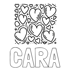 Online Created Coloring Page - CARA Coloring Page and Free Printable Coloring Page of Hearts