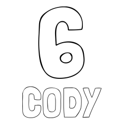 Online Created Coloring Page - CODY Coloring Page and Coloring Page of Number Six (6)