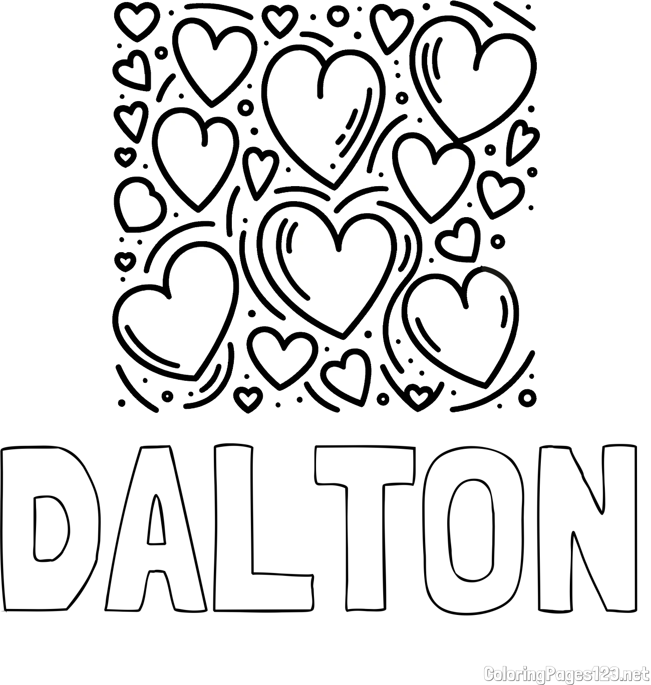 DALTON Coloring Page and Free Printable Coloring Page of Hearts