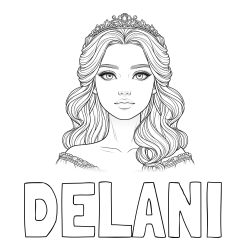 Online Created Coloring Page - DELANI Coloring Page and Coloring Page of a Gorgeously Beautiful Princess