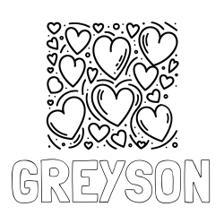 Online Created Coloring Page - GREYSON Coloring Page and Free Printable Coloring Page of Hearts