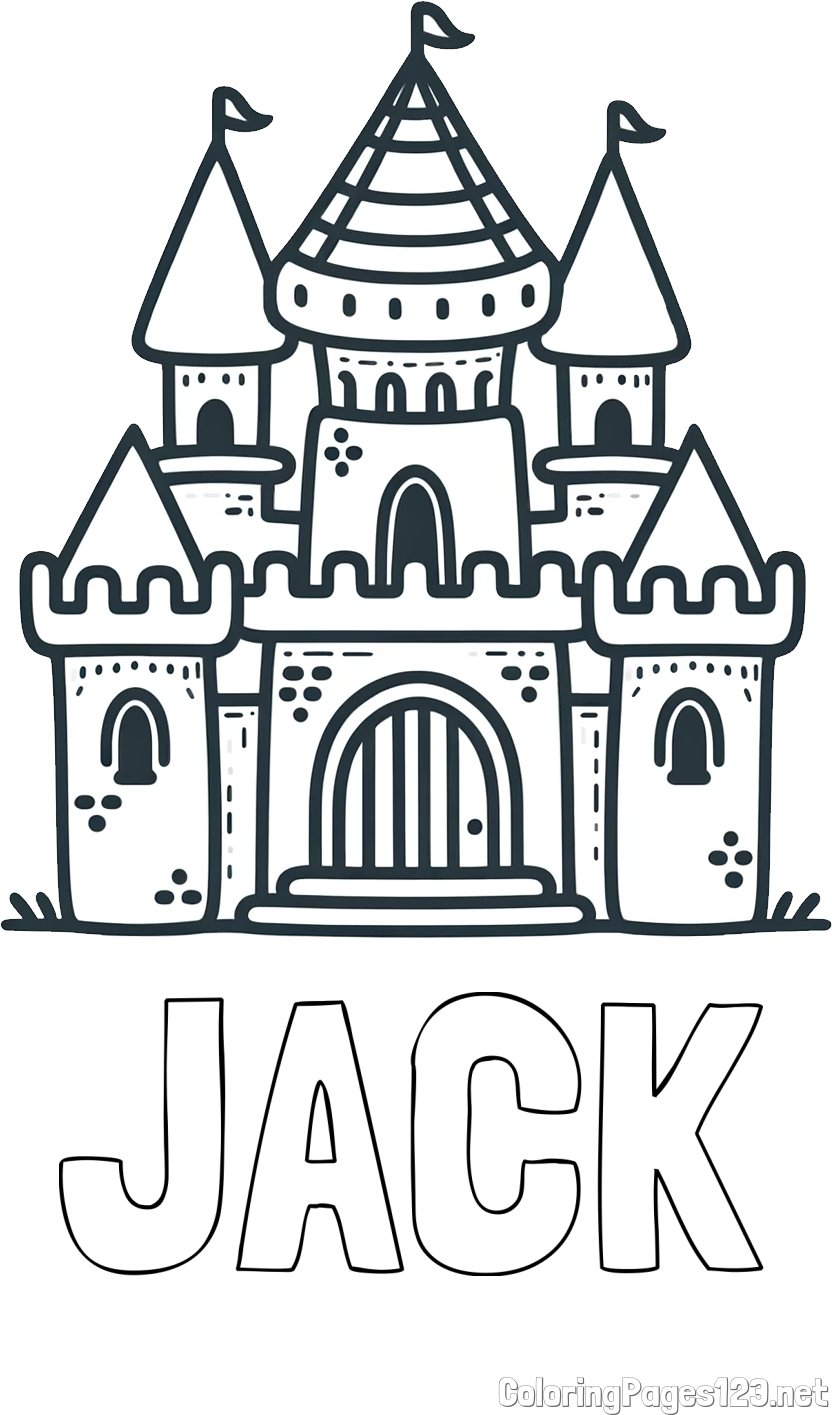 JACK Coloring Page and Beautiful Castle Coloring Page for Kids