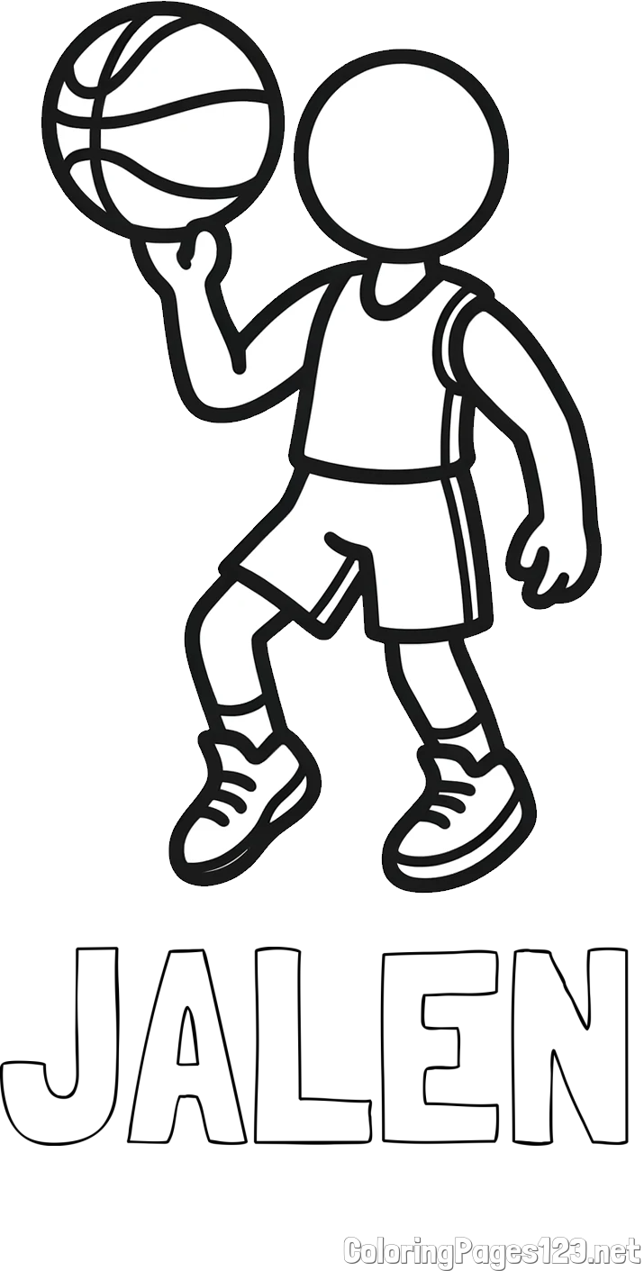 JALEN Coloring Page and Children's Coloring Page of Basketball Player