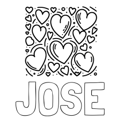 Online Created Coloring Page - JOSE Coloring Page and Free Printable Coloring Page of Hearts