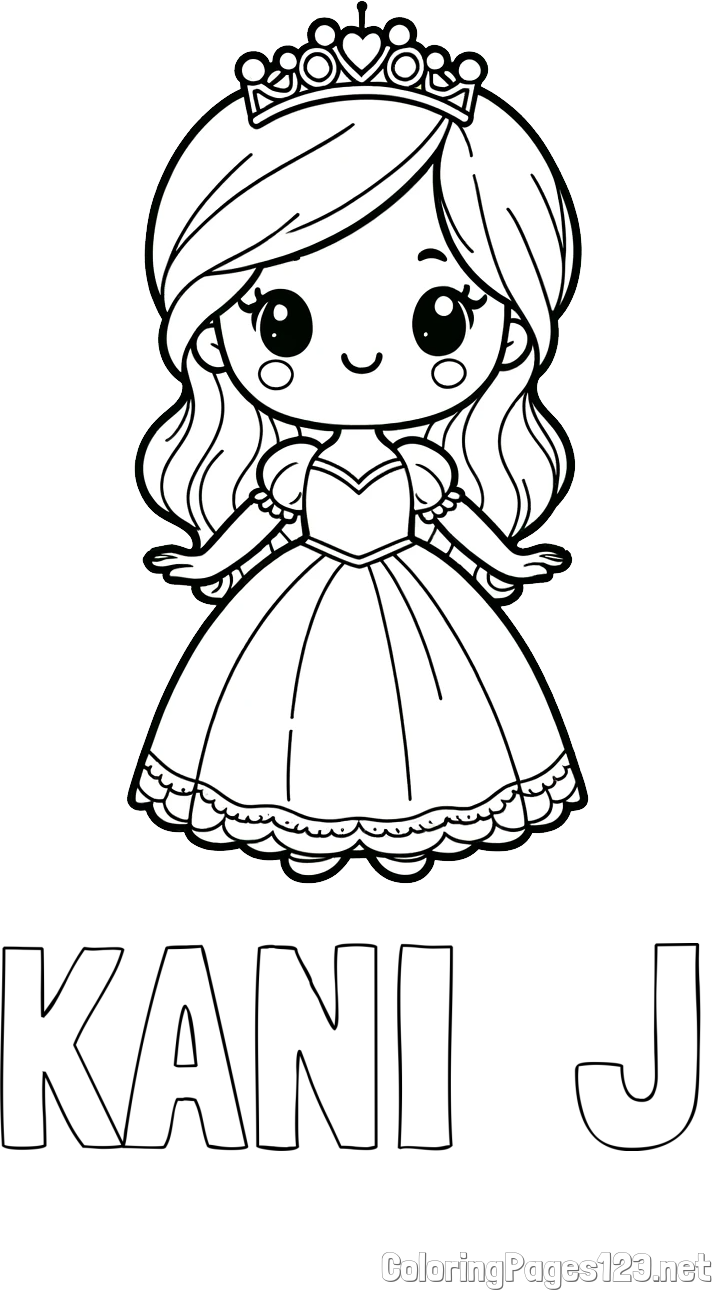 KANI  J Coloring Page and Coloring Page of a Cute Princess