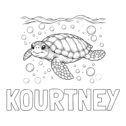 Online Created Coloring Page - KOURTNEY Coloring Page and Coloring Page of a Sea Turtle Swimming in the Ocean
