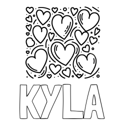 Online Created Coloring Page - KYLA Coloring Page and Free Printable Coloring Page of Hearts
