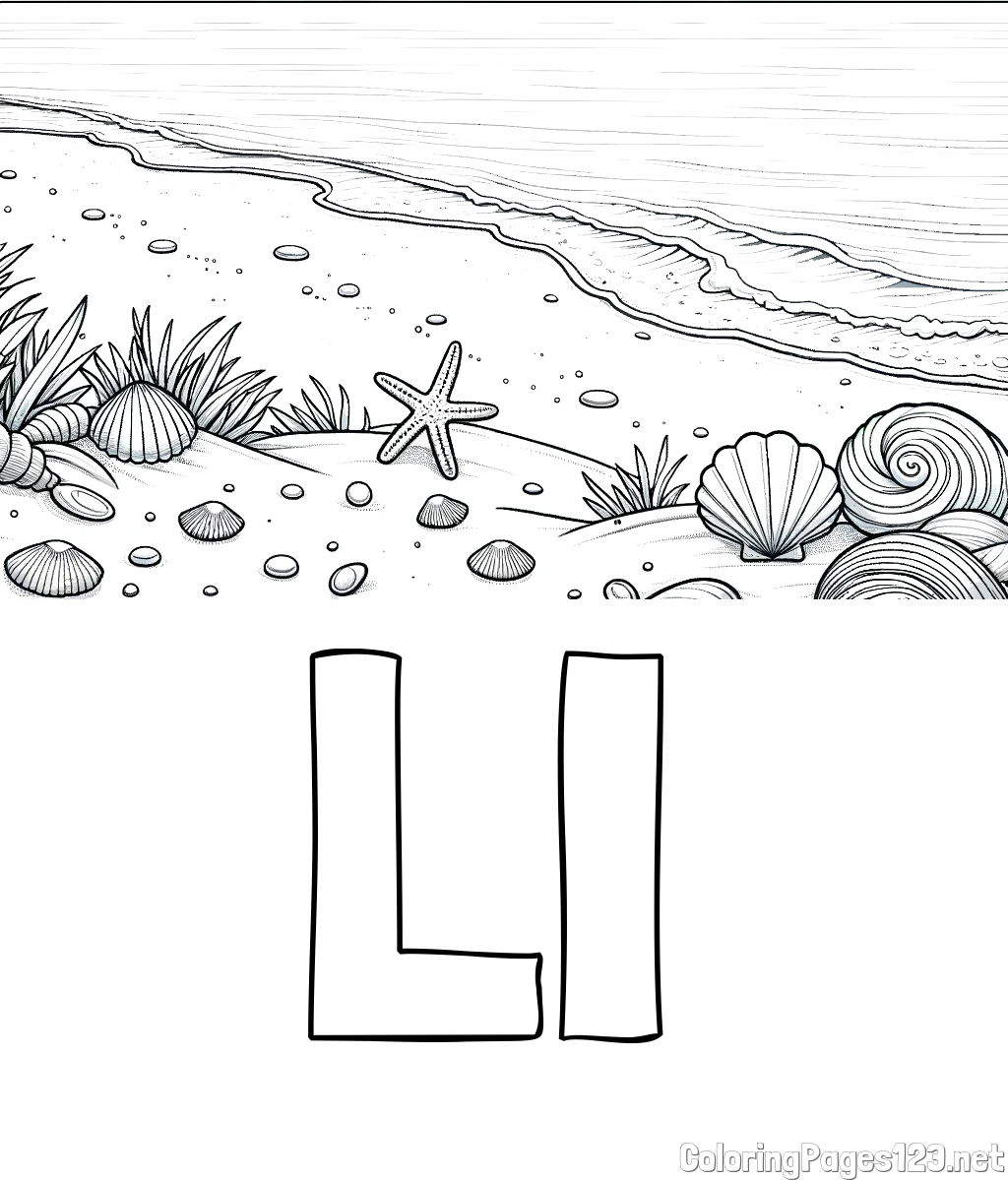 LI Coloring Page and Beautiful Seashore Coloring Page
