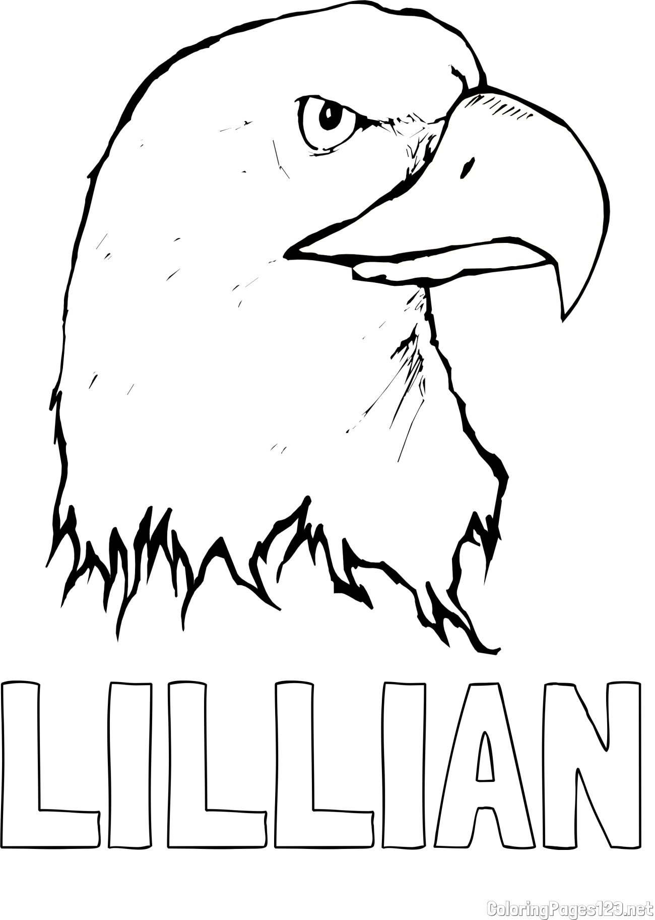 LILLIAN Coloring Page and American Bald Eagle Head Coloring Page