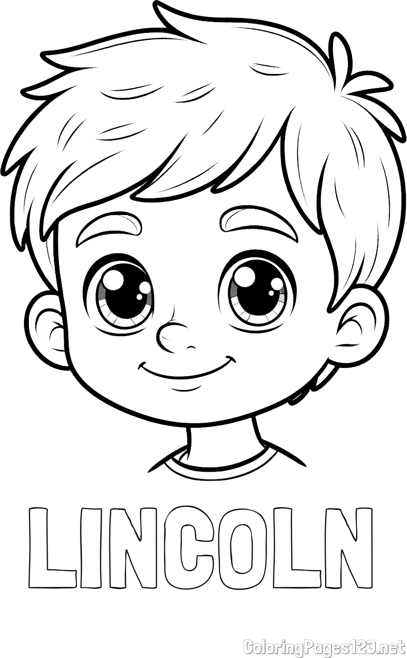 LINCOLN Coloring Page and Boy Face Coloring Page