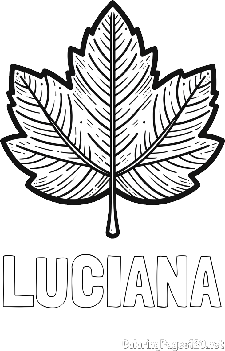 LUCIANA Coloring Page and Autumn Leaf Coloring Page