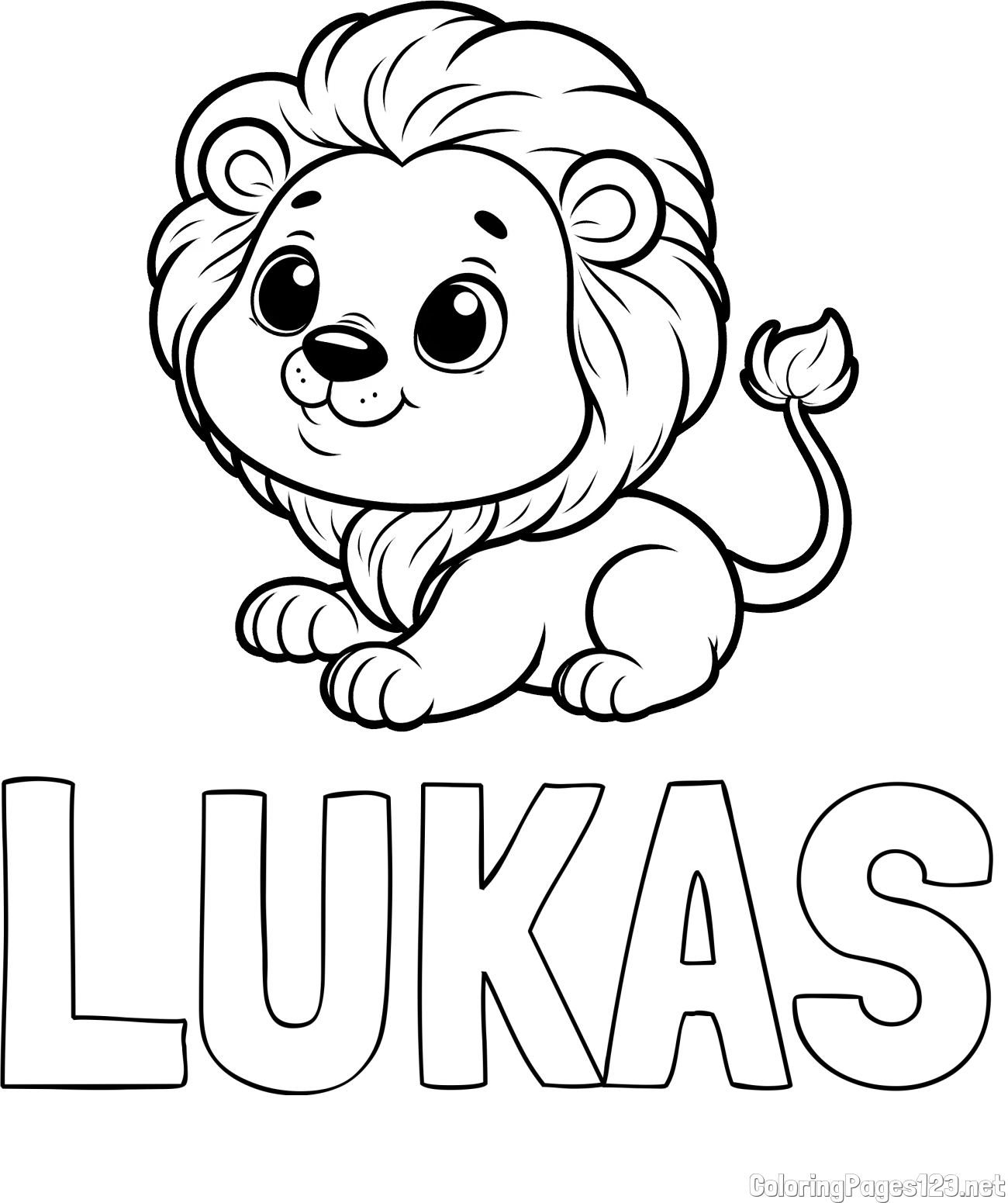 LUKAS Coloring Page and Playful Baby Lion Coloring Page