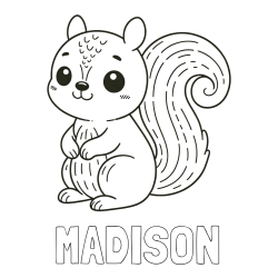 Online Created Coloring Page - MADISON Coloring Page and Easy Coloring Page of a Cute Squirrel