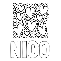 Online Created Coloring Page - NICO Coloring Page and Free Printable Coloring Page of Hearts