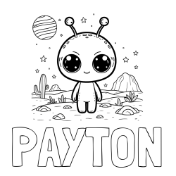 Online Created Coloring Page - PAYTON Coloring Page and Cute Alien Coloring Page