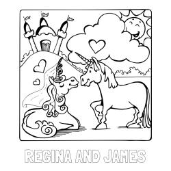 Online Created Coloring Page - REGINA AND JAMES Coloring Page and The Coloring Page of Love-Struck Unicorns