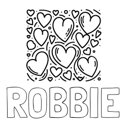 Online Created Coloring Page - ROBBIE Coloring Page and Free Printable Coloring Page of Hearts