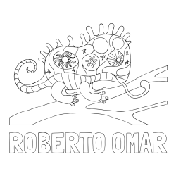 Online Created Coloring Page - ROBERTO OMAR Coloring Page and Chameleon Mandala Coloring Page