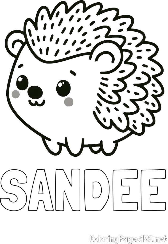 SANDEE Coloring Page and Easy Hedgehog Coloring Page for Kids