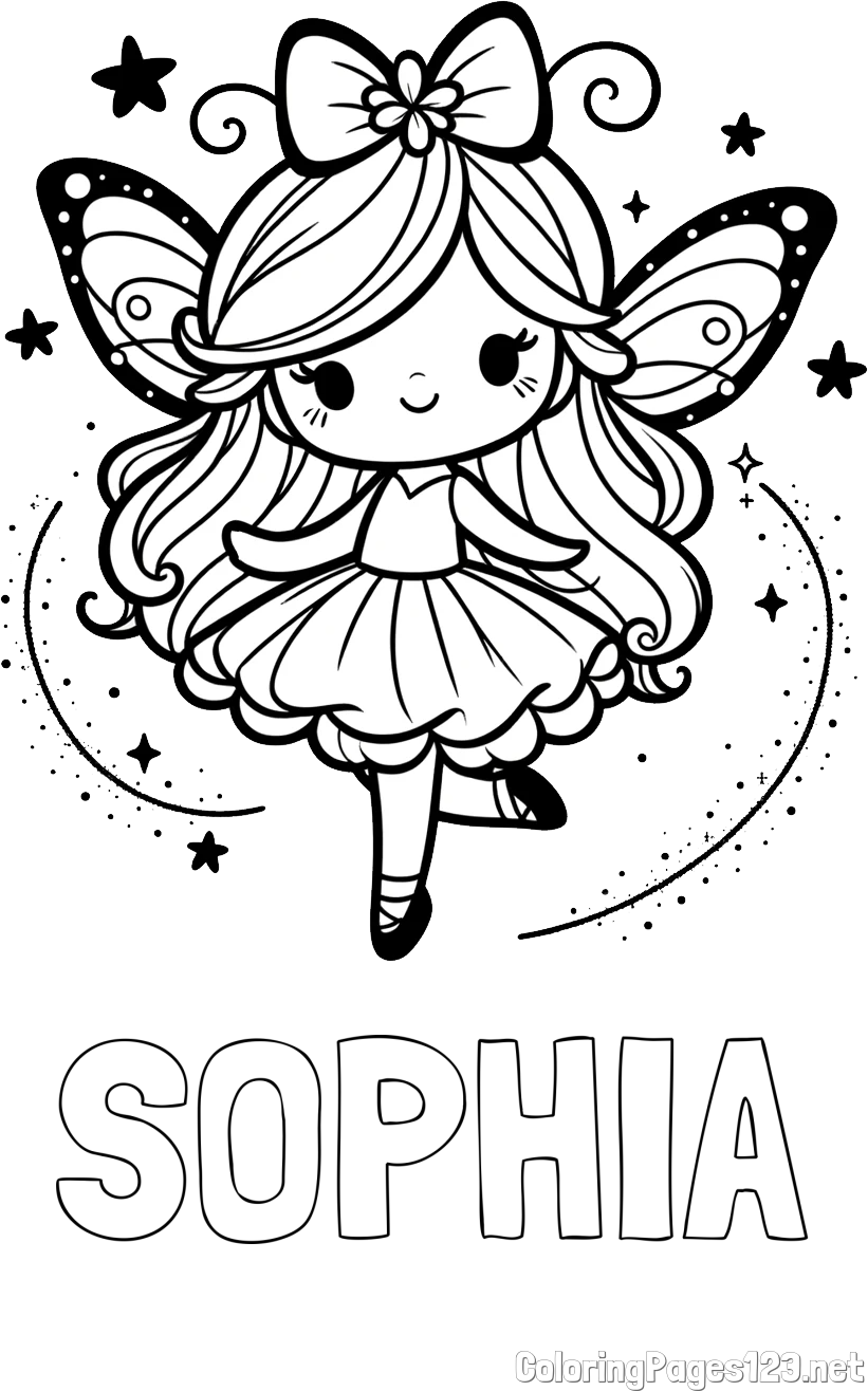 SOPHIA Coloring Page and Cute Magical Fairy