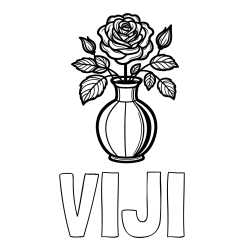 Online Created Coloring Page - VIJI Coloring Page and Roses in a Vase Coloring Page
