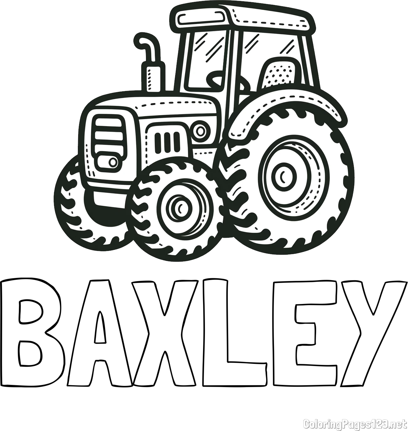 BAXLEY Coloring Page and Beautiful Tractor Coloring Page