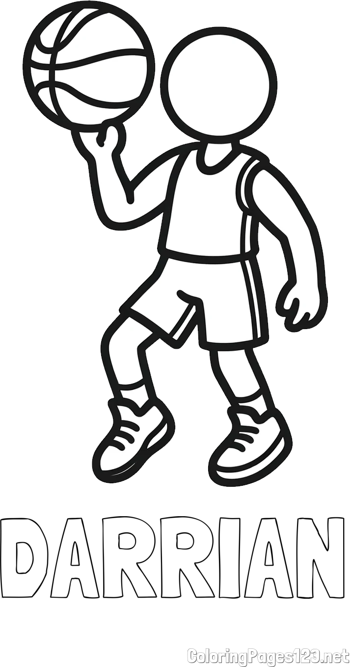DARRIAN Coloring Page and Children's Coloring Page of Basketball Player