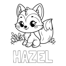 HAZEL Coloring Page and Cute Fox Coloring Page