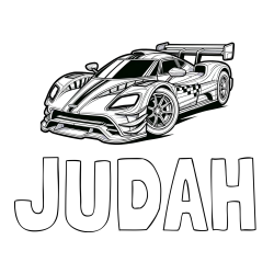 Online Created Coloring Page - JUDAH Coloring Page and Coloring Page of a Futuristic Racing Car