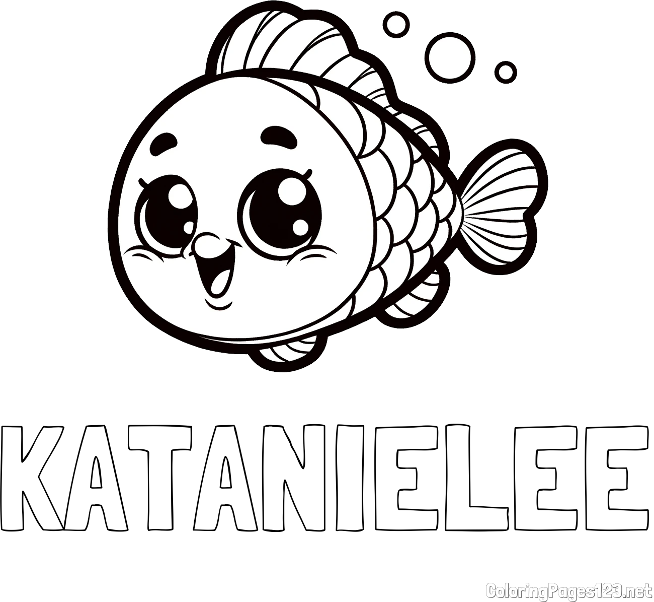 KATANIE-LEE Coloring Page and Coloring Page of a Smiling Fish
