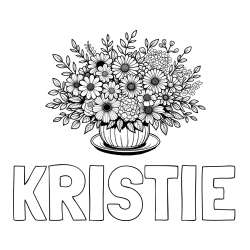 Online Created Coloring Page - KRISTIE Coloring Page and Beautiful Bouquet of Flowers Coloring Page