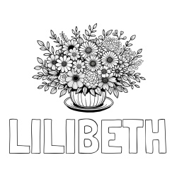 Online Created Coloring Page - LILIBETH Coloring Page and Beautiful Bouquet of Flowers Coloring Page