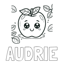 Online Created Coloring Page - AUDRIE Coloring Page and Smiling Apple Coloring Page