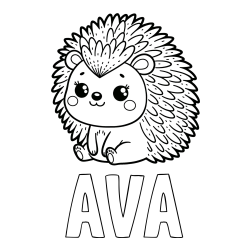 Online Created Coloring Page - AVA Coloring Page and Cute Hedgehog Coloring Page
