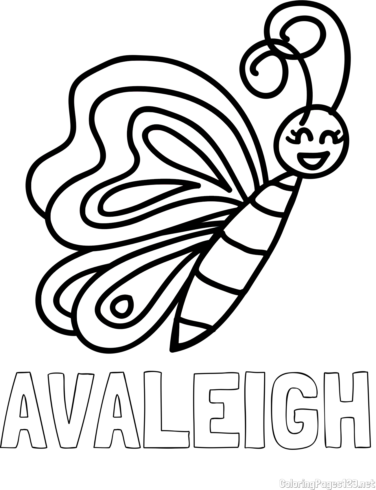 AVALEIGH Coloring Page and Simple Butterfly Coloring Page