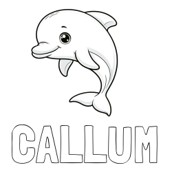 CALLUM Coloring Page and Children's Coloring Book of a Cute Dolphin