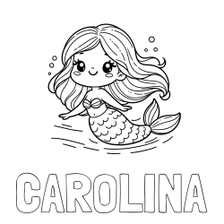 Online Created Coloring Page - CAROLINA Coloring Page and Coloring Page of a Cute Mermaid