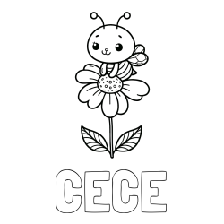 Online Created Coloring Page - CECE Coloring Page and Coloring Page of a Cute Bee on a Flower