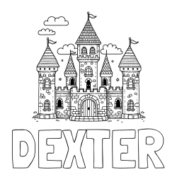 DEXTER Coloring Page and Old Castle Coloring Page for Kids -