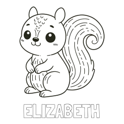 Online Created Coloring Page - ELIZABETH Coloring Page and Easy Coloring Page of a Cute Squirrel