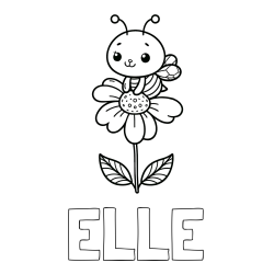 Online Created Coloring Page - ELLE Coloring Page and Coloring Page of a Cute Bee on a Flower