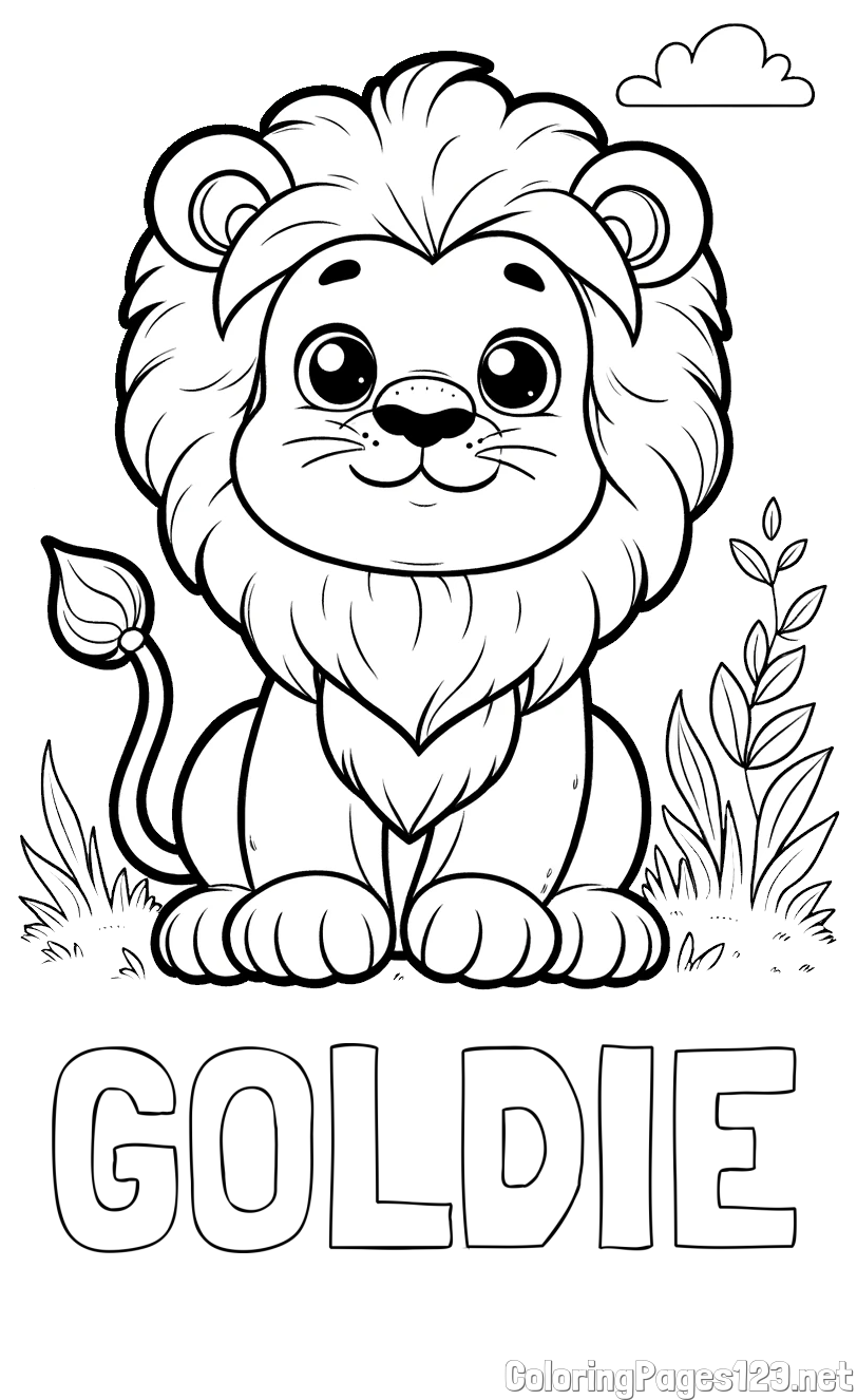 GOLDIE Coloring Page and Cute Baby Lion Coloring Page
