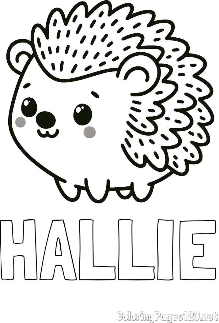 HALLIE Coloring Page and Easy Hedgehog Coloring Page for Kids