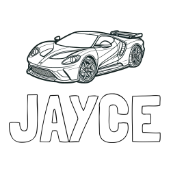 JAYCE Coloring Page and Coloring Page of a Fast Sport's Car