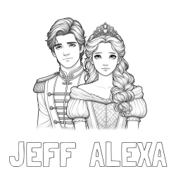 Online Created Coloring Page - JEFF  ALEXA Coloring Page and Coloring Page of a Prince and Princess